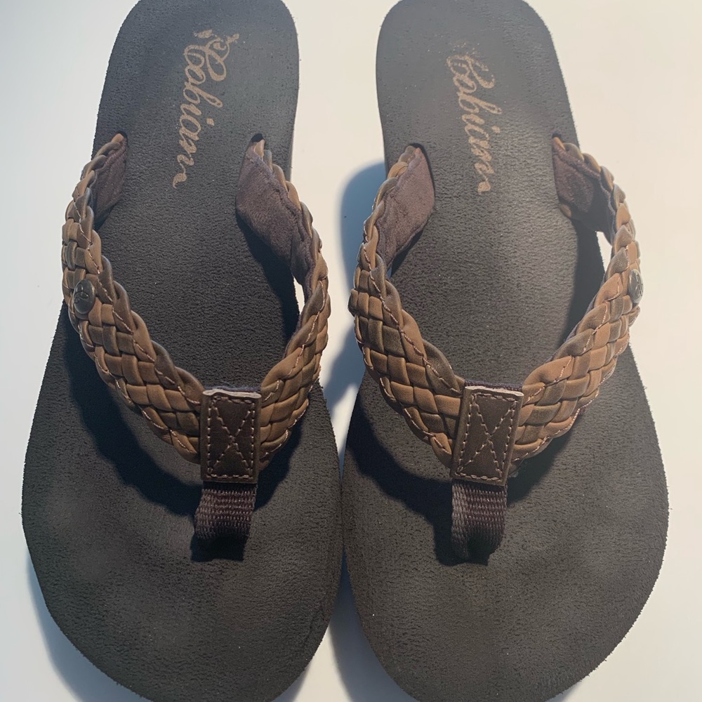 Cobian wedge flip flops leather